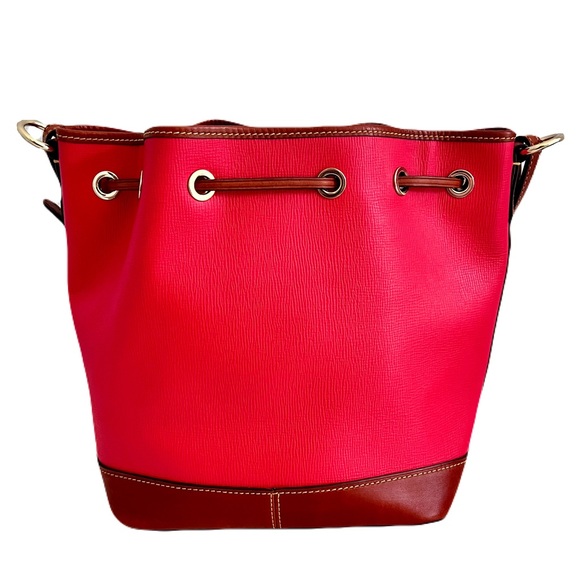 Dooney & Bourke Deep Coral Raspberry Leather Bucket Bag - Picture 3 of 10